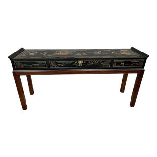 A Vintage Drexel “et Cetera” Chinoiserie Paint and Lacquer Decorated Console Table, Circa 1970’s For Sale