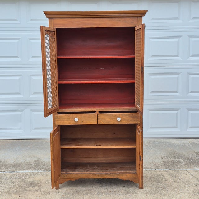 19th Century 19th Century Antique Primitive Tall Screened Door Oak Pie Safe Jelly Cupboard Storage Cabinet For Sale - Image 5 of 17