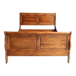 1930s Attributed to Ethan Allen Country French King Sleigh Bed For Sale