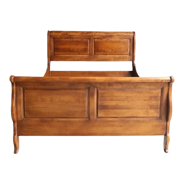 1930s Attributed to Ethan Allen Country French King Sleigh Bed For Sale