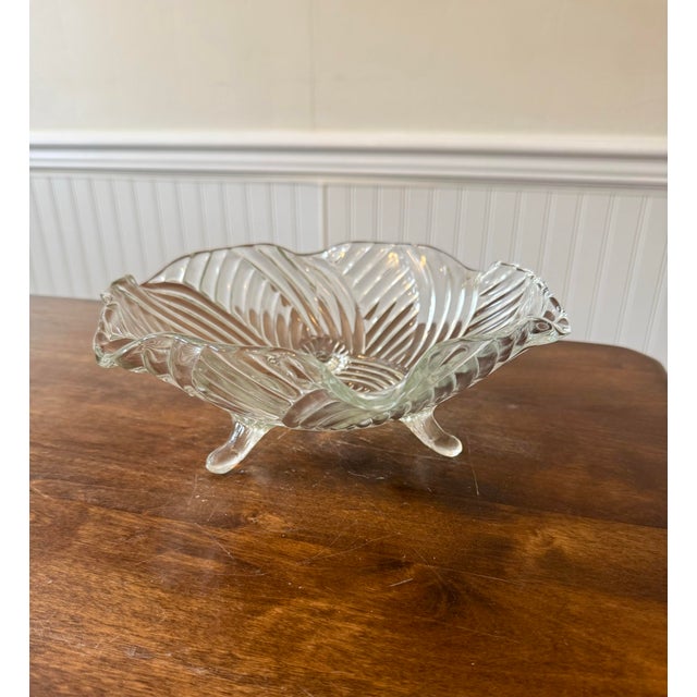 Contemporary Mid 20th Century Prismatic Swirl Tri-Footed Glass Bowl For Sale - Image 3 of 12