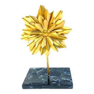 Vintage Gold Starburst Metal Table Sculpture For Sale