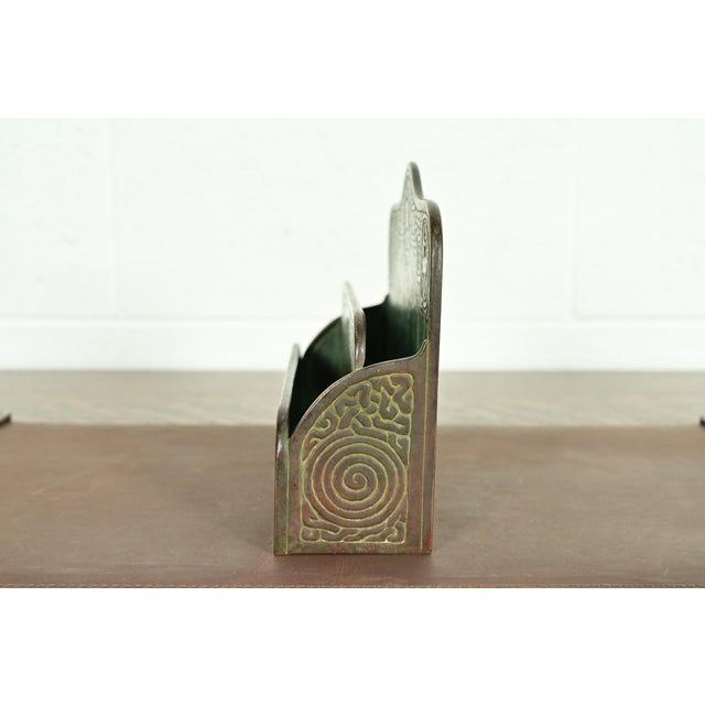 Tiffany Studios New York Zodiac Pattern Bronze Letter Rack For Sale - Image 9 of 14
