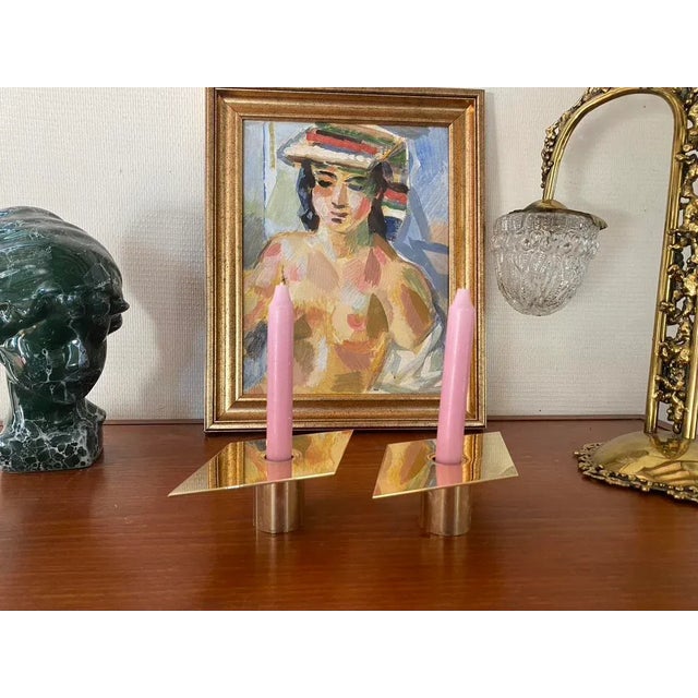Brass Candlesticks by Sigurd Persson, Set of 2 For Sale - Image 4 of 8