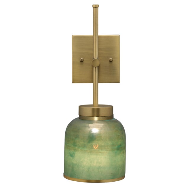 2020s Jamie Young Vapor Single Wall Sconce in Antique Brass & Aqua For Sale - Image 5 of 9