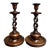 Antique English Oak Open Barley Twist Candlesticks Jacobean Pair C1890 11.0” For Sale
