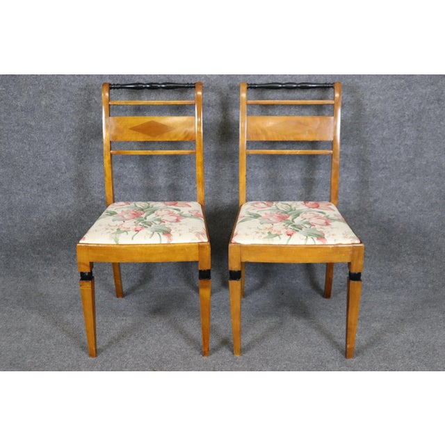 Wood Pair of Birch Antique Biedermeier Style Side Chairs With Ebonized Accents For Sale - Image 7 of 12