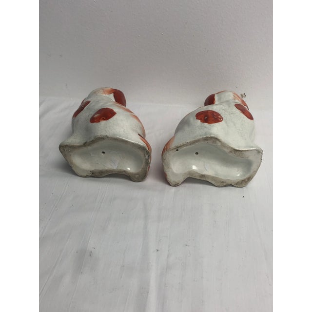 Antique 1870's Red & White Staffordshire Dogs - a Pair For Sale - Image 4 of 5