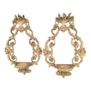 Pair of Large Italian Carved Wall Shelves, From the 1940’s. For Sale