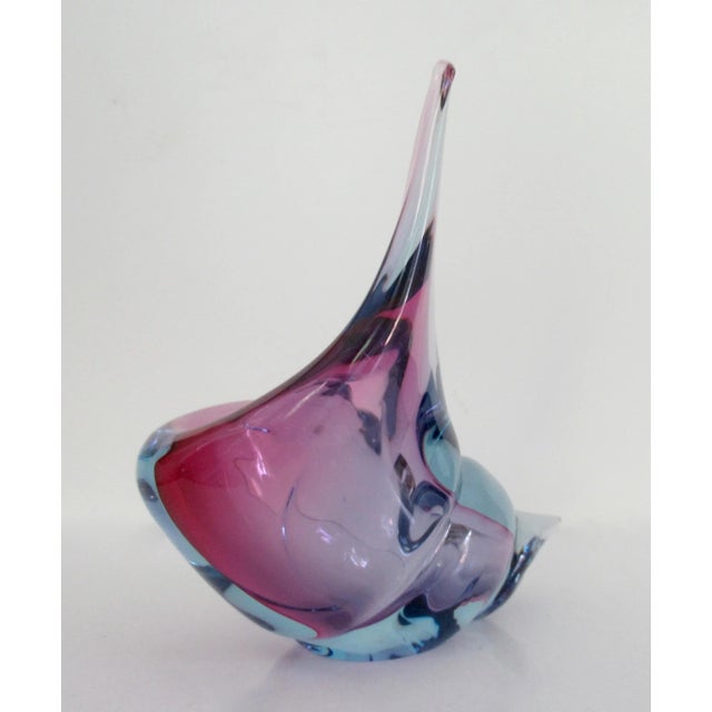 1970s C.1970's Italian Archimede SegusoHand-Blown Murano Conch Shell - Cool Blue, Amethyst & Red Color Combo For Sale - Image 5 of 13