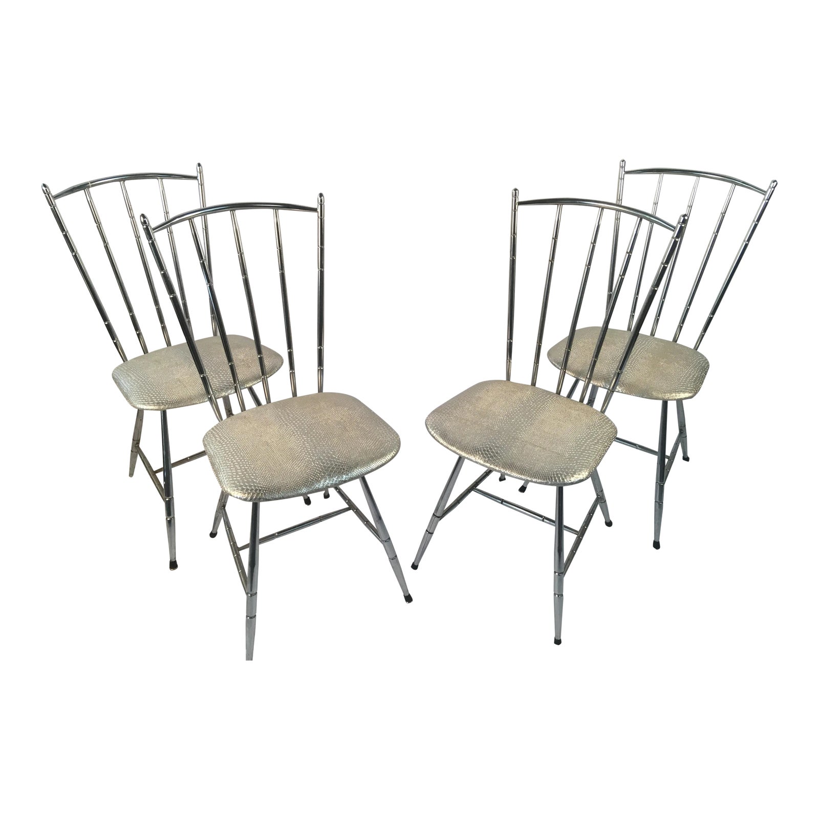 Silver Metal Chairs Set of 4 Chairish
