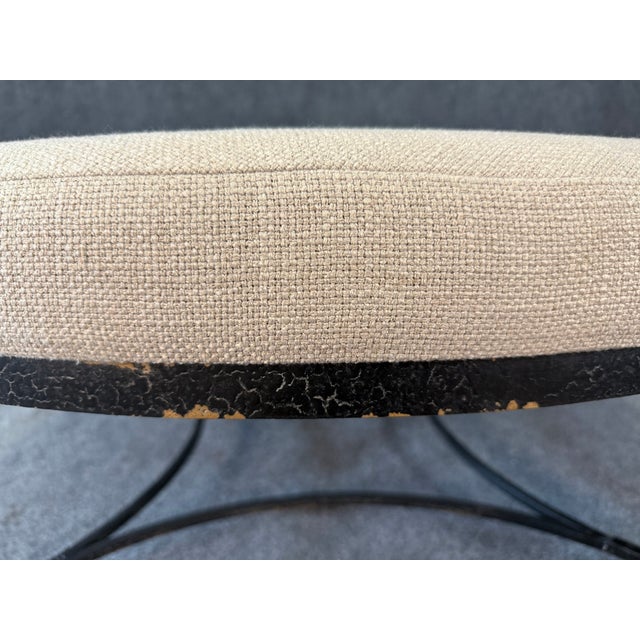 Cream Ottoman With Iron Base For Sale In Raleigh - Image 6 of 7