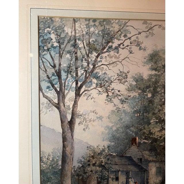 1940s Original Landscape Home Woods Realism Watercolor Painting Country Art Nl For Sale - Image 9 of 15