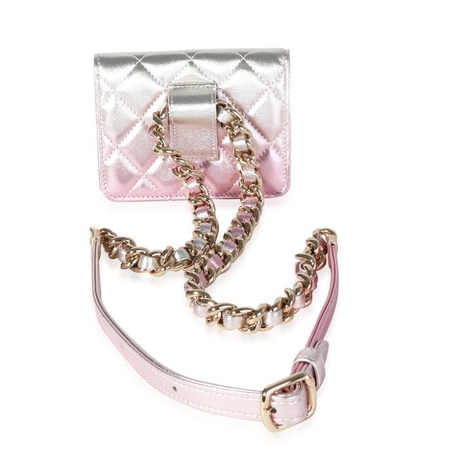 Contemporary Metallic Ombre Quilted Lambskin Belt Bag For Sale - Image 3 of 7