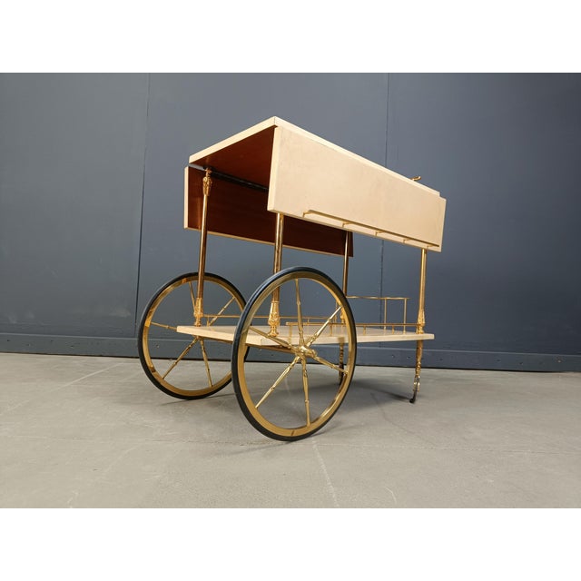 Italian Lacquered Serving Bar Cart by Aldo Tura, 1960s For Sale - Image 12 of 12