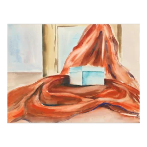 1950s "Still Life with Drape and Box P6.58" Watercolor Painting by Eve Nethercott