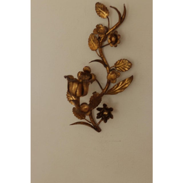 Mid-Century Italian Gilded Metal Sconces, Set of 2 For Sale - Image 9 of 17
