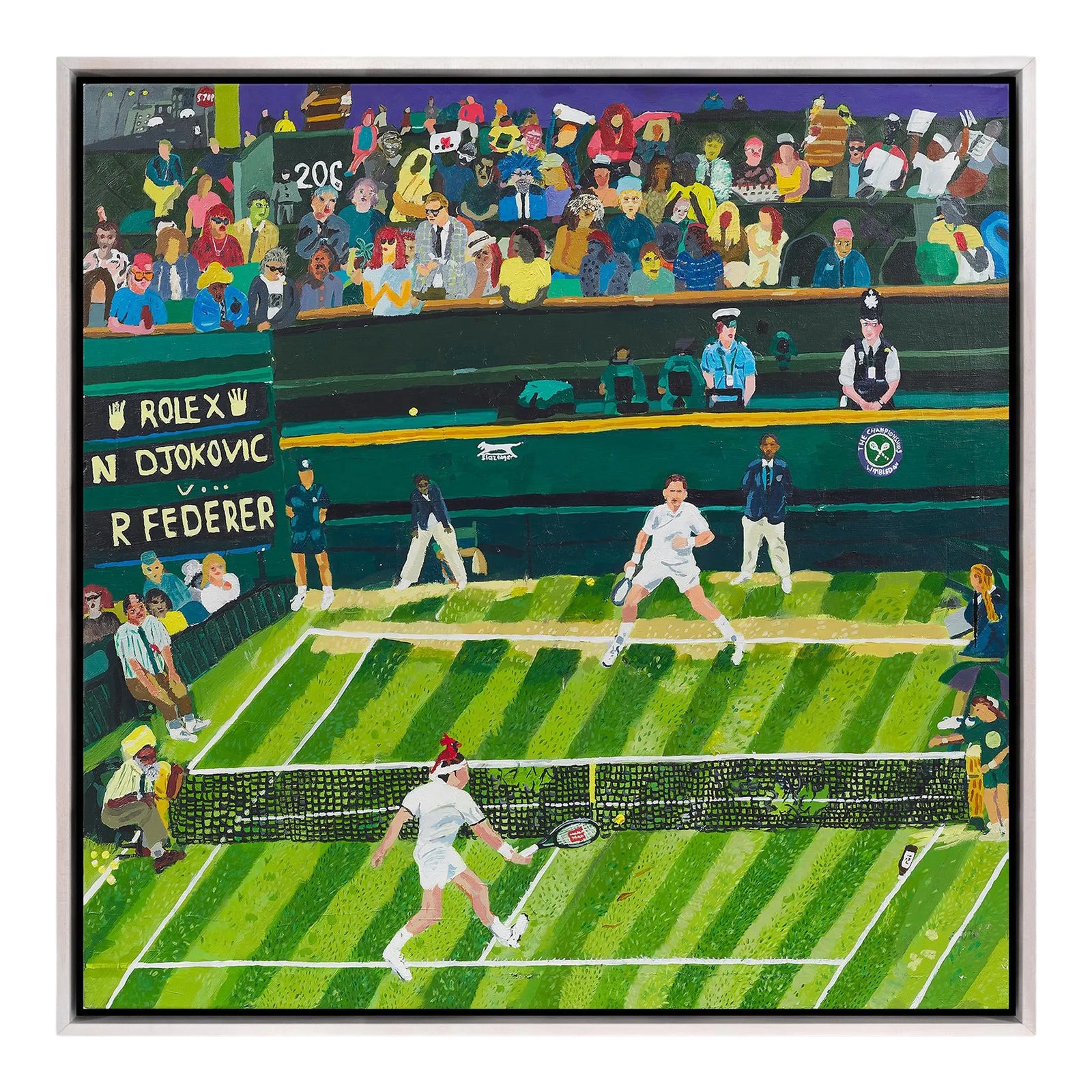 Wimbledon by Shaun Ellison in White Frame, Large Art Print On