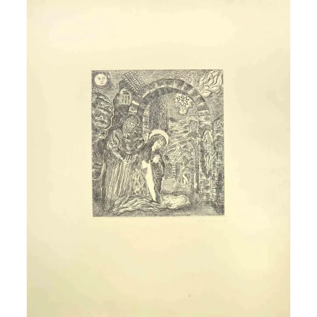 The Cave of Bethlehem is an etching on paper realized by Gian Paolo Berto in 1976. Hand-signed and numbered, edition of 20...