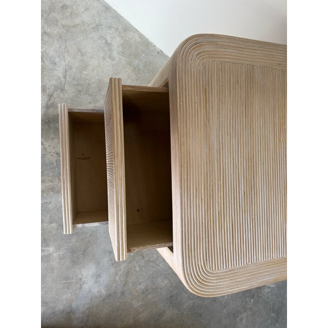 White Vintage Pencil Reed Rattan Nightstand For Sale - Image 8 of 12