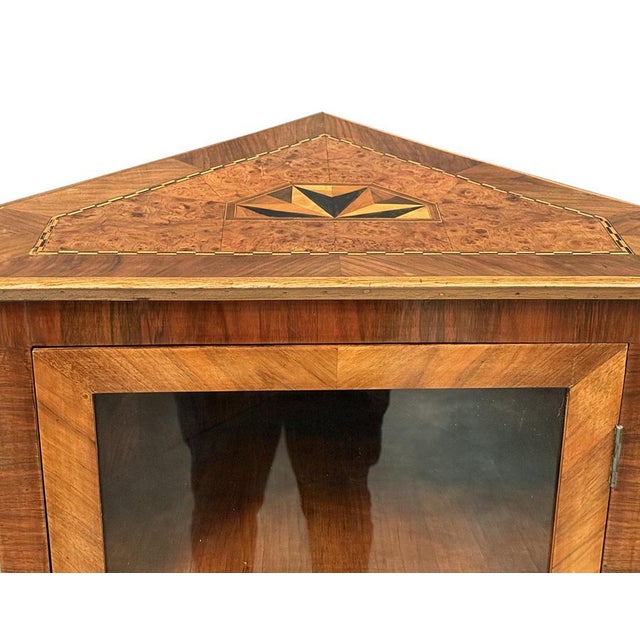 Brown Antique Baroque Corner Glass Cabinet, 1820s For Sale - Image 8 of 10