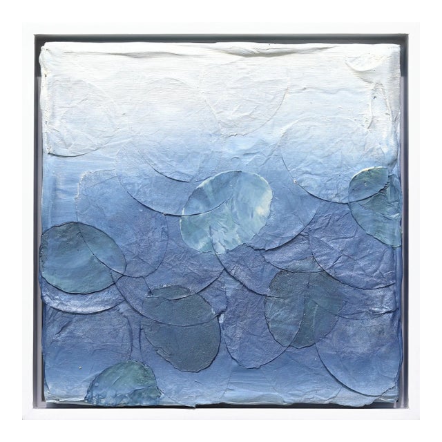 Steel Blue - Cool Tone Textured Abstract Mixed Media Original Artwork by Frederic Paul For Sale