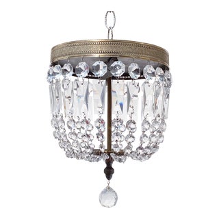 Italian Bronze Basket Chandelier For Sale