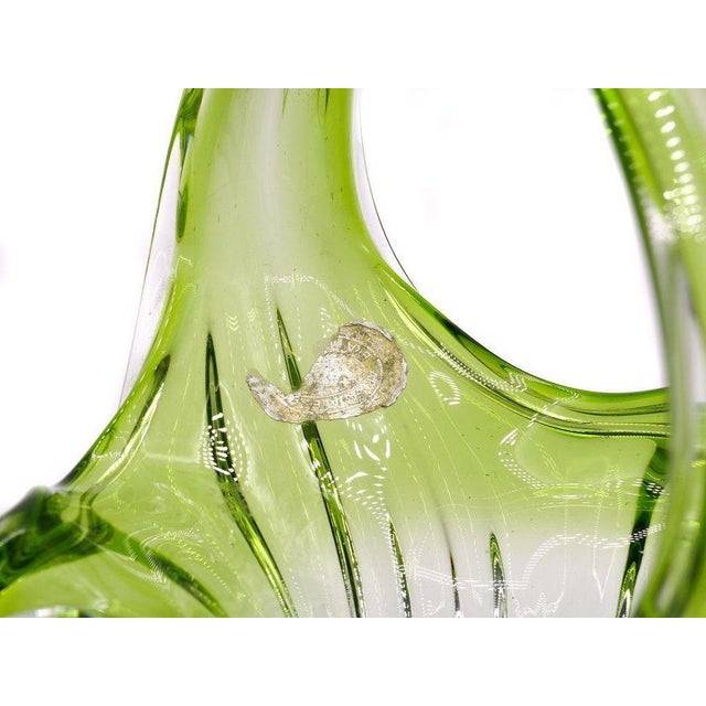 Blown Glass Baskets in Light and Dark Green, Belgium, 1970s, Set of 2 For Sale - Image 4 of 5