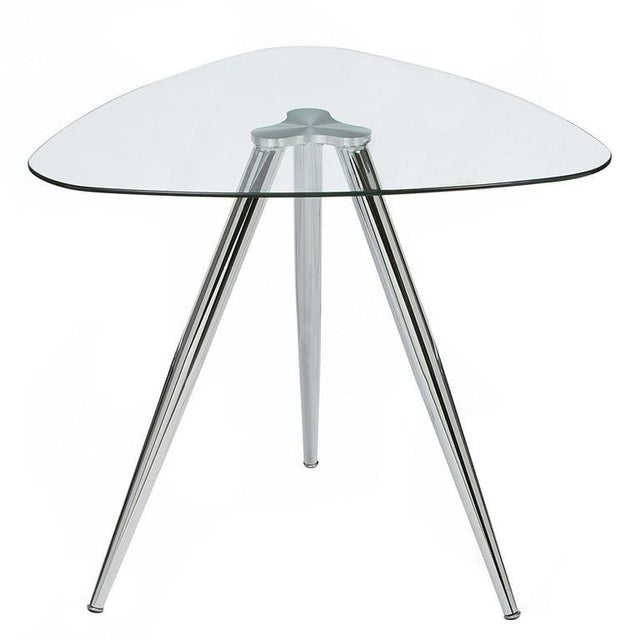 2020s Set of 3 Modern Ribbed Mid Back Chairs & Matching Bistro Chrome Table For Sale - Image 5 of 7