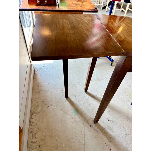 Antique Cherry Hunt Table, Demilune Shape With Drop Leafs For Sale - Image 4 of 7