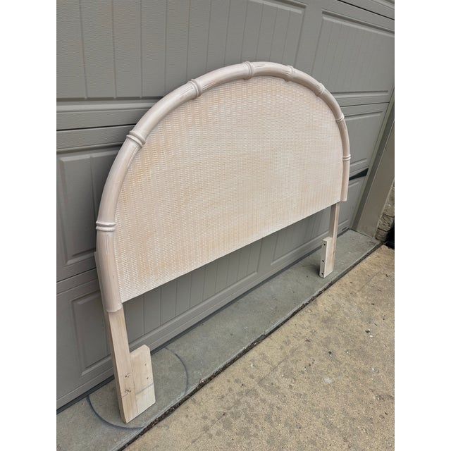 Cream Coastal Chic Bamboo & Wicker Headboard For Sale - Image 8 of 10