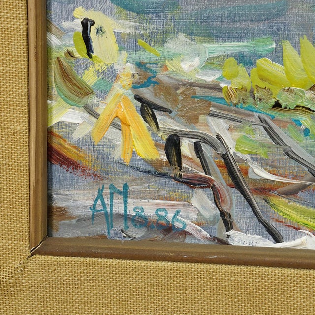 1980s Alexander Michael Oil Painting of a Coastal Landscape in Moreira, Spain 1986 For Sale - Image 5 of 7