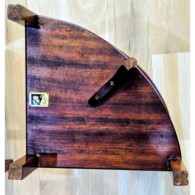 Mid 20th Century Fyne Ladye Nesting Cocktail Table Set – Round Mahogany Coffee Table With 4 Demilune Side Tables For Sale - Image 13 of 14