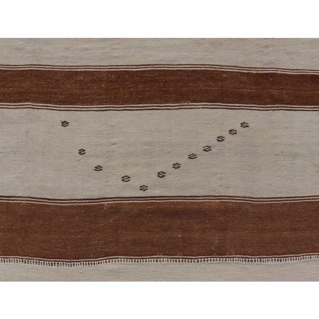 Large Vintage Turkish Kilim With Vertical Stripes in Tan, Taupe, Cream and Brown For Sale - Image 11 of 13