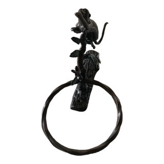 Vintage Bronze Metal Towel Ring For Sale