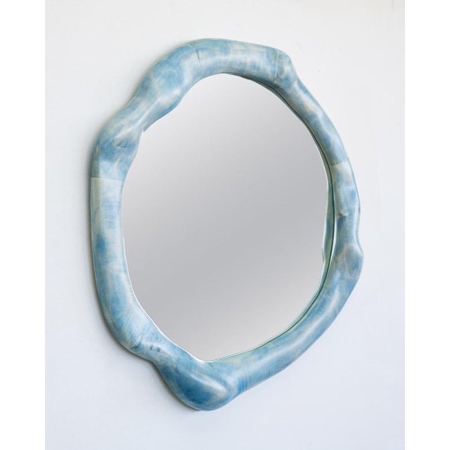 Bleached Maple and Wood Stain Round Wall Mirror by Alexander Knysch For Sale - Image 6 of 8