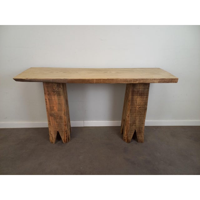 Brutalist Brutalist Fir Console Table, 1980s For Sale - Image 3 of 18