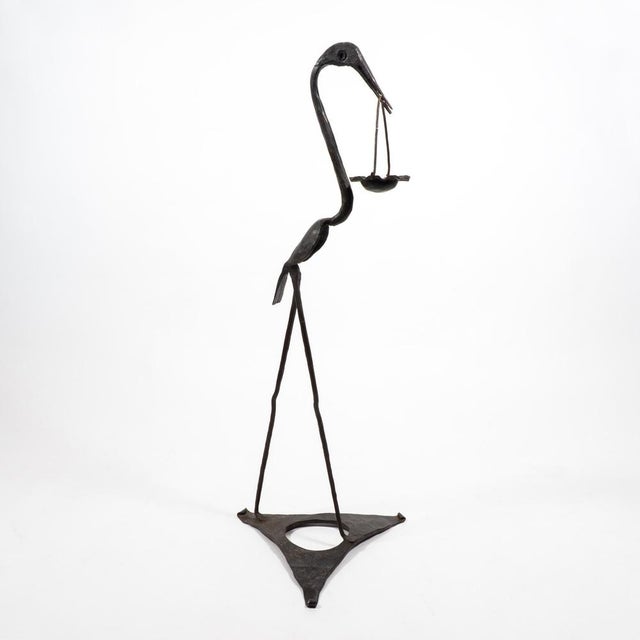 Brutalist Wrought Iron Heron Sculpture Standing Ashtray, Italy, 1960s For Sale - Image 9 of 9