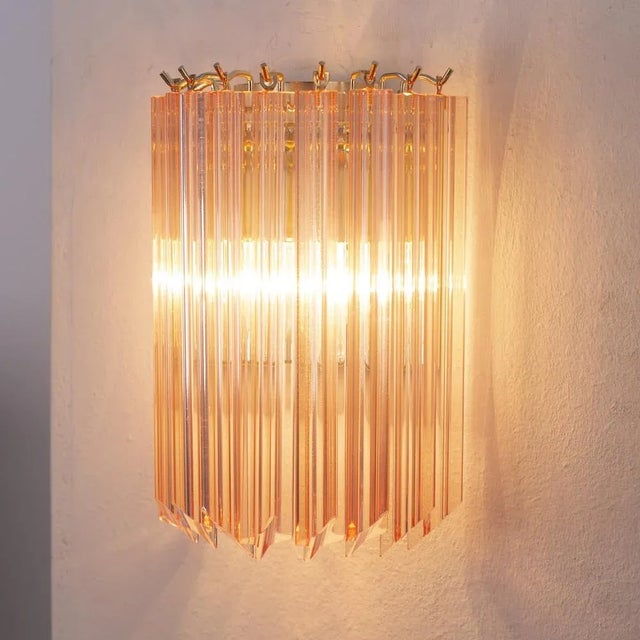 Mid-Century Modern Vintage Italian Wall Lamps with Murano Glass Pink, 1990s, Set of 2 For Sale - Image 3 of 13