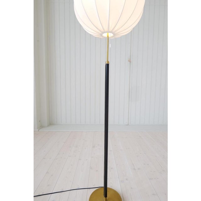 Mid-Century Brass Black Leather Floor Lamp from Falkenbergs Belysning, Sweden, 1960s For Sale - Image 10 of 16