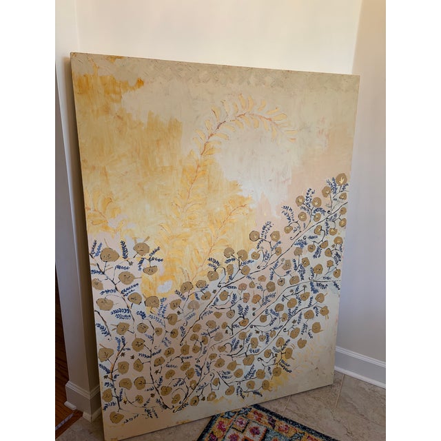 Art Nouveau Large-Scale Original Triptych, Gold Botanical — Three-Panel Statement Painting For Sale - Image 3 of 4