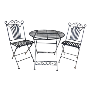 Vintage French Style Wrought Iron Outdoor Dining Bistro 3 Piece Set "A"