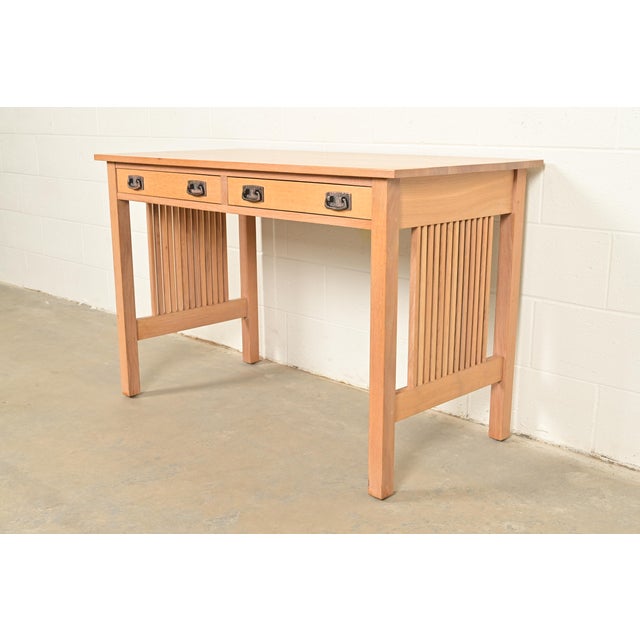 Stickley Mission Oak Arts & Crafts Spindle Writing Desk or Library Table For Sale - Image 11 of 11