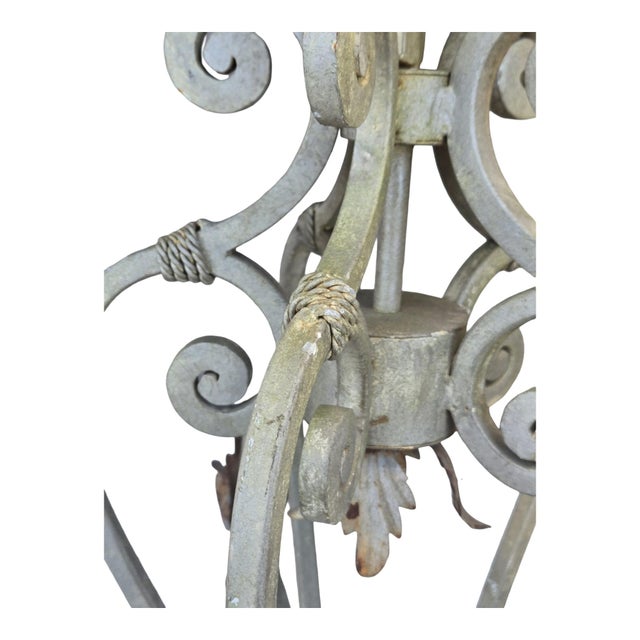 Early 20th Century Wrought Iron Chandelier 36" For Sale - Image 9 of 11