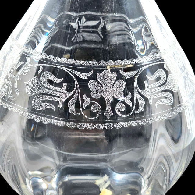 Baccarat “Fleur-De-Lys” Wheel-Engraved Decanter, Signed For Sale - Image 10 of 13