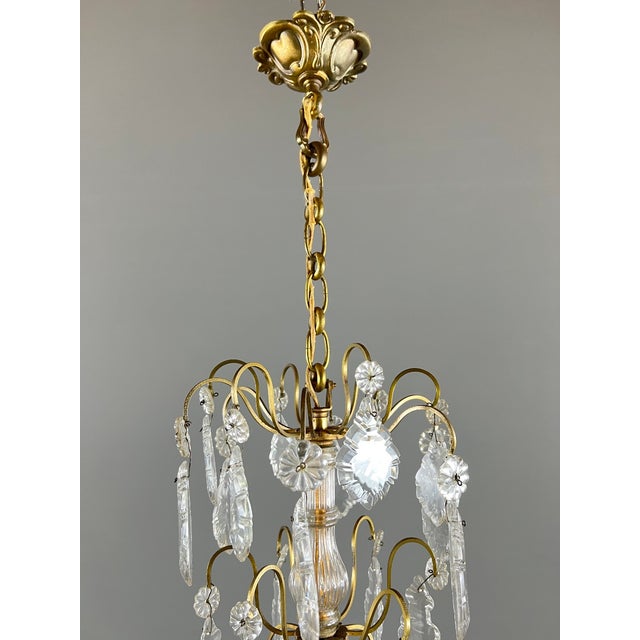 Glass 20th Century Louis XV Bronze and Crystal Chandelier with Pendants For Sale - Image 7 of 10