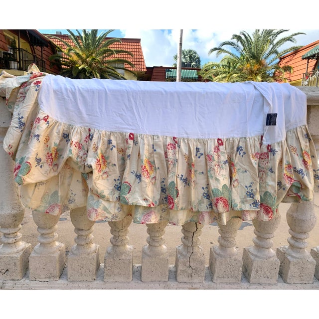 Vintage Ralph Lauren Garden Club Elisa Floral Roses Full Bed Skirt Cottage Core French Country Cotton Fabric Multicolor on Yellow- Ivory Grown For Sale In Miami - Image 6 of 12