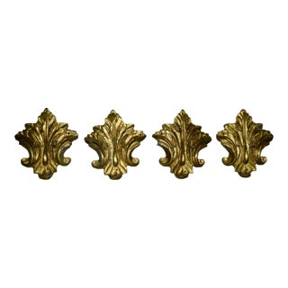 Vintage Set of Four Fleur-De-Lis Brass Ormolu For Sale