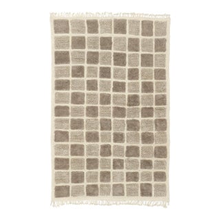 Checkerboard Hand-Knotted Moroccan Wool Rug | 10'2" X 6'6" | One of a Kind For Sale