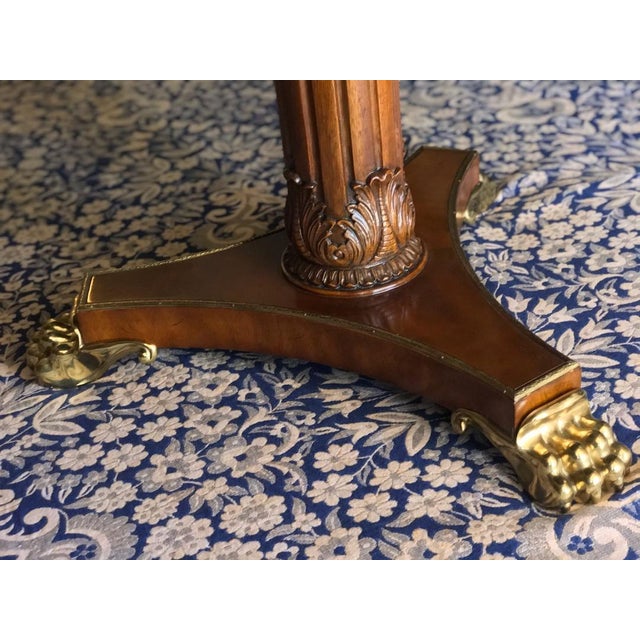 1970s Leather Top Maitland-Smith French Empire Regency Paw Feet Center Entry Table For Sale In Los Angeles - Image 6 of 10